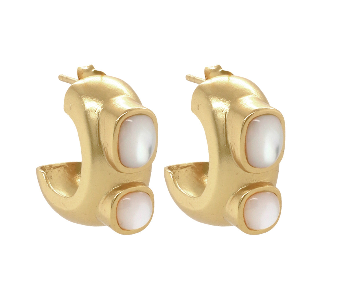 Aquitaine Earrings in Mother of Pearl - 18K Gold Plated