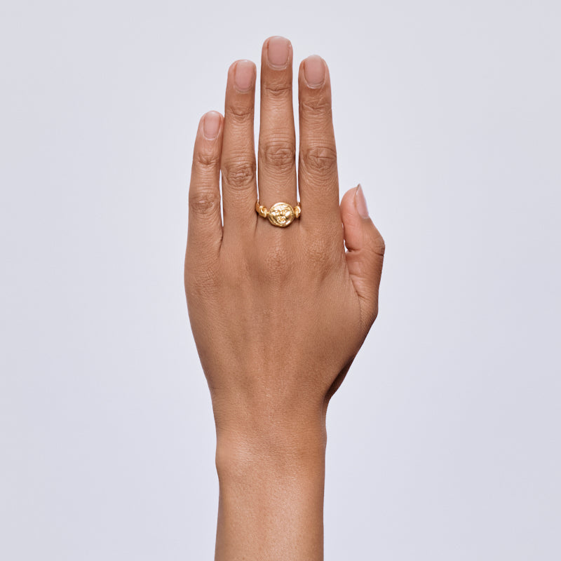 Gorgoneion Guard Ring - 18K Gold Plated