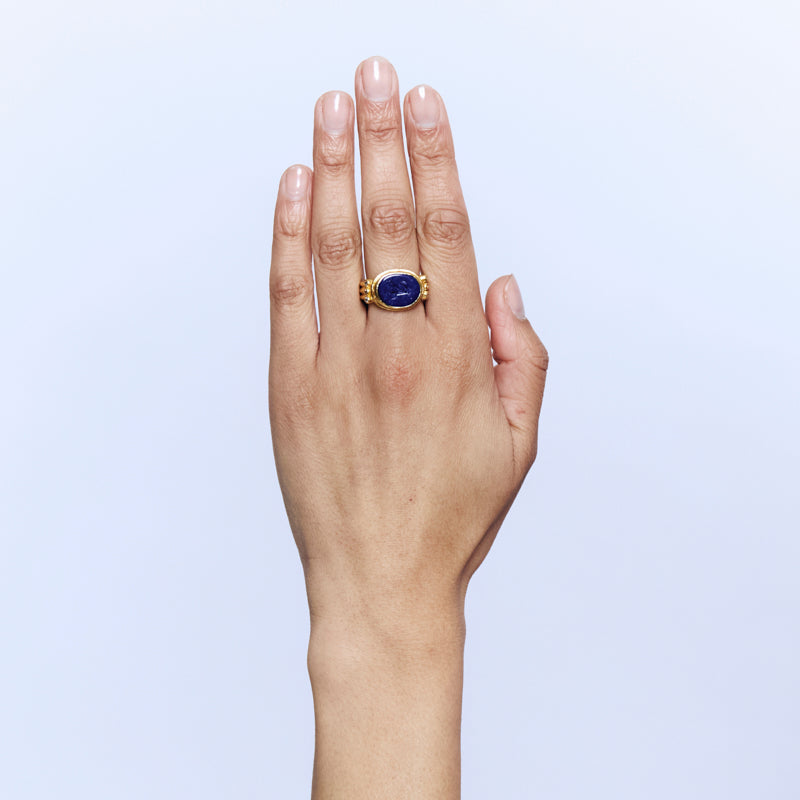 Syntagma Ring in Resin and Zircon - 18K Gold Plated