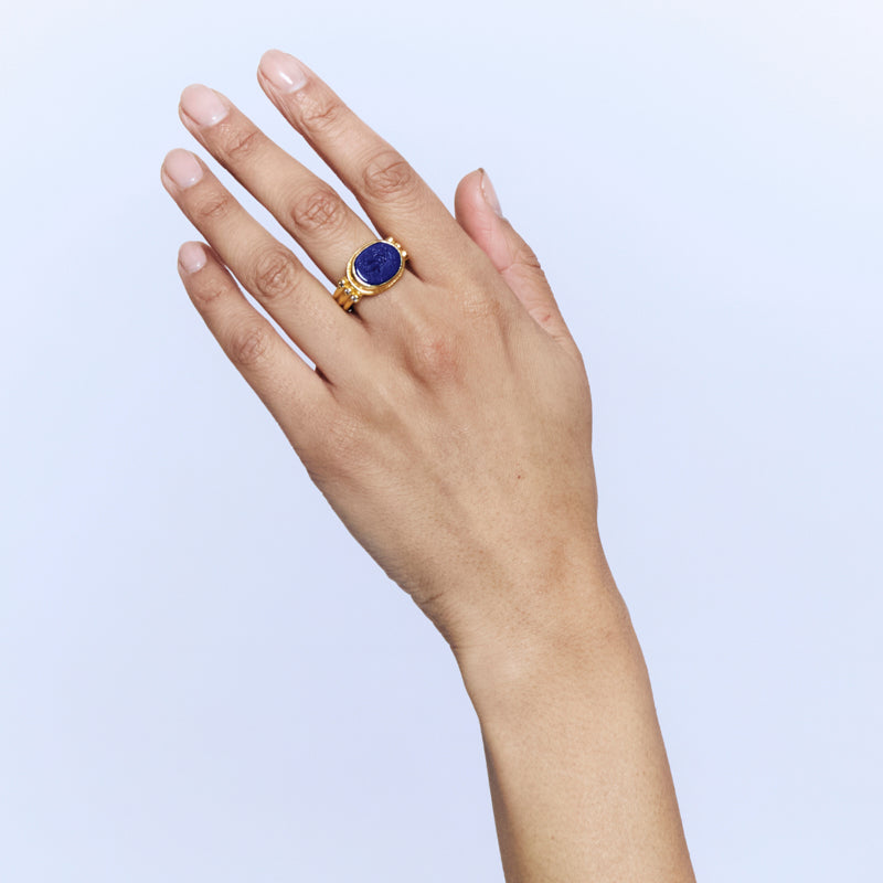 Syntagma Ring in Resin and Zircon - 18K Gold Plated