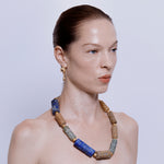 Rosette Earrings in Lapis and Pearl - 18K Gold Plated