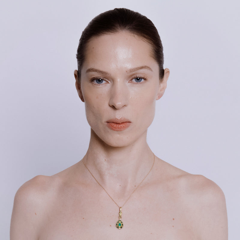Sumbul Pendant with Emerald - Solid Gold