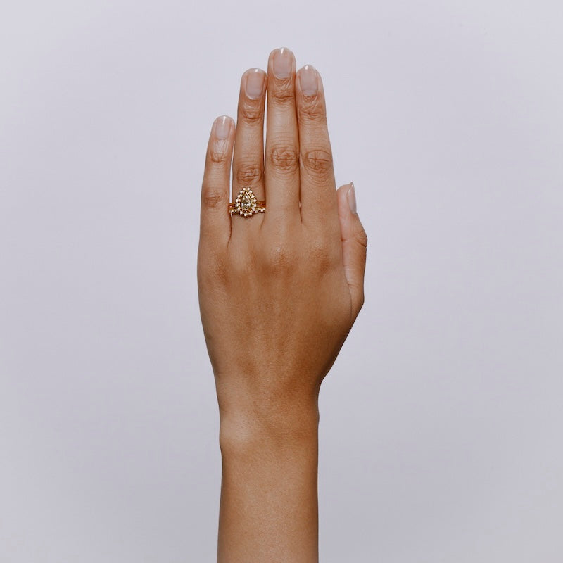 Daphne Ring Stack with Champagne Diamond - Solid Gold
