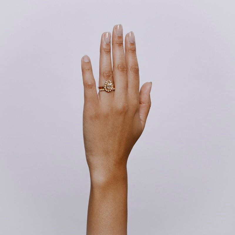 Daphne Ring Stack with Champagne Diamond - Solid Gold