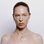 Carro Earrings with Garnet and Pearl - 18K Gold Plated