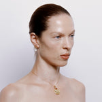 Carro Earrings with Garnet and Pearl - 18K Gold Plated