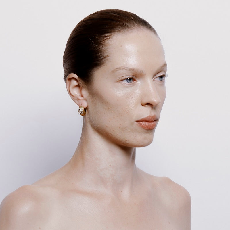 Daphne Hoop Earrings with Diamond - Solid Gold