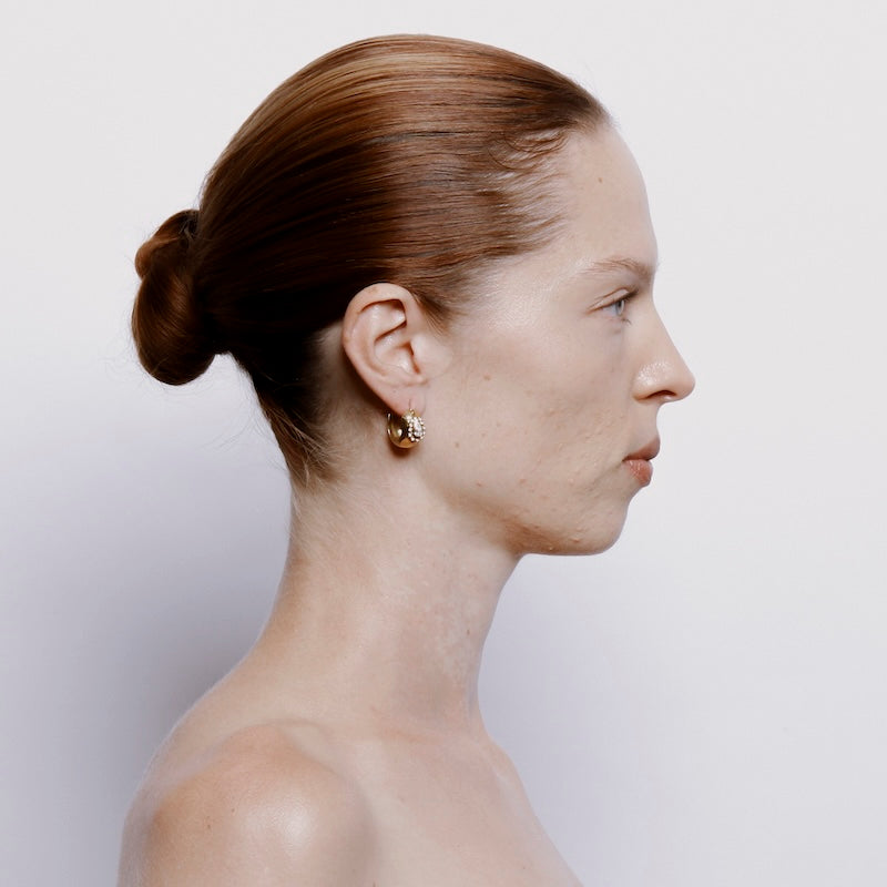 Daphne Hoop Earrings with Diamond - Solid Gold