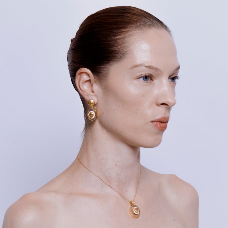 Utu Drop Earrings in Citrine - 18K Gold Plated