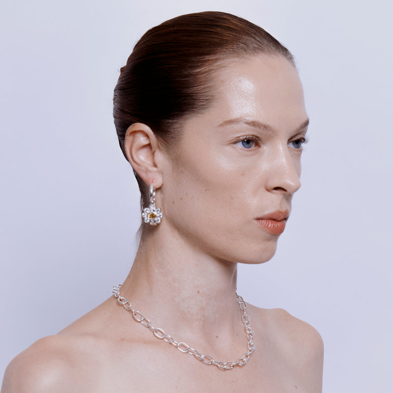 Ki Hoop Earrings in Citrine - Sterling Silver