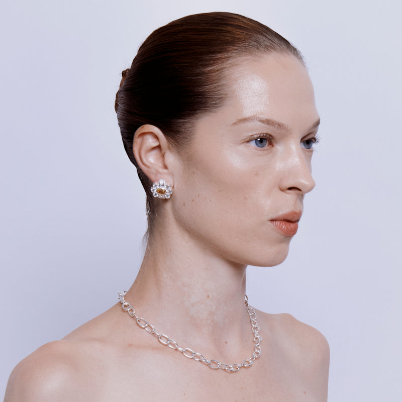 Ki Stud Earrings in Citrine - Sterling Silver