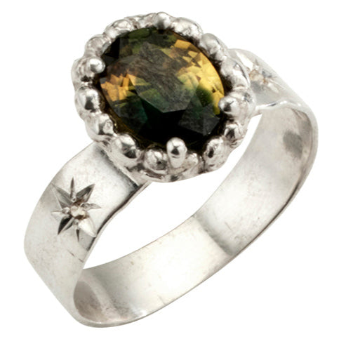 Eanna Ring with Green Tourmaline - Sterling Silver