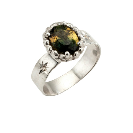 Eanna Ring with Green Tourmaline - Sterling Silver