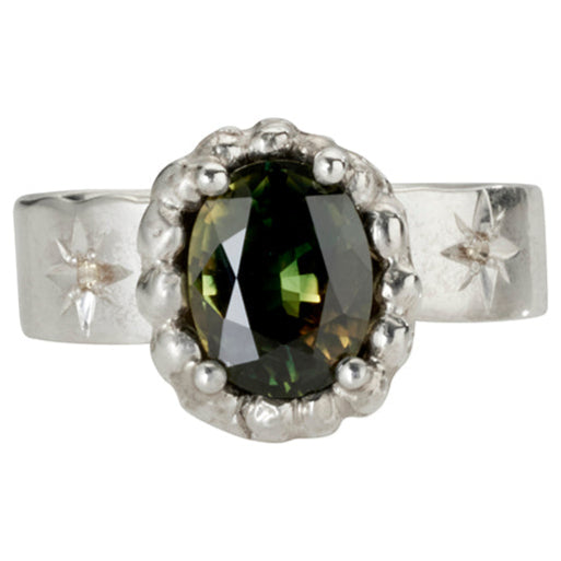 Eanna Ring with Green Tourmaline - Sterling Silver