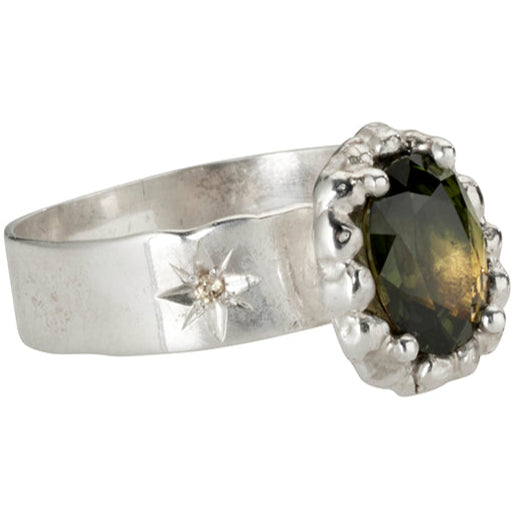 Eanna Ring with Green Tourmaline - Sterling Silver