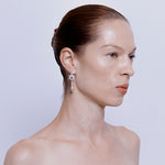 Rosette Earrings in Lapis and Pearl - Sterling Silver