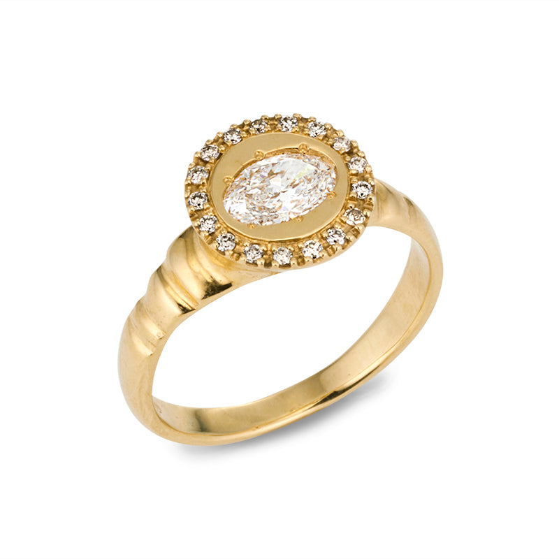 Petite Theseus Ring with Diamond - Solid Gold
