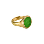 Gorgoneion Tempo Ring in Chrysoprase and Diamond - Solid Gold