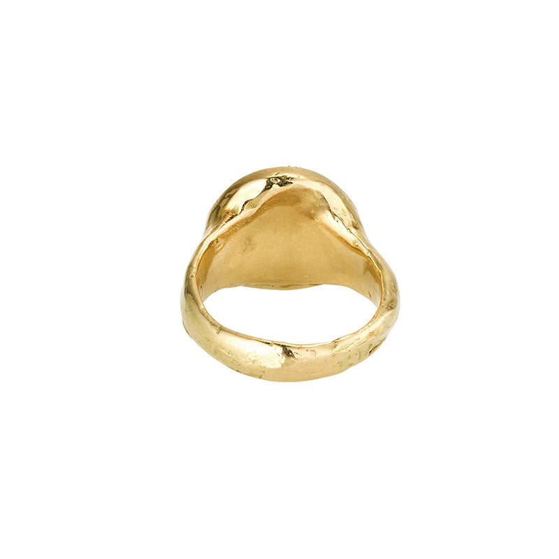 Gorgoneion Tempo Ring in Chrysoprase and Diamond - Solid Gold