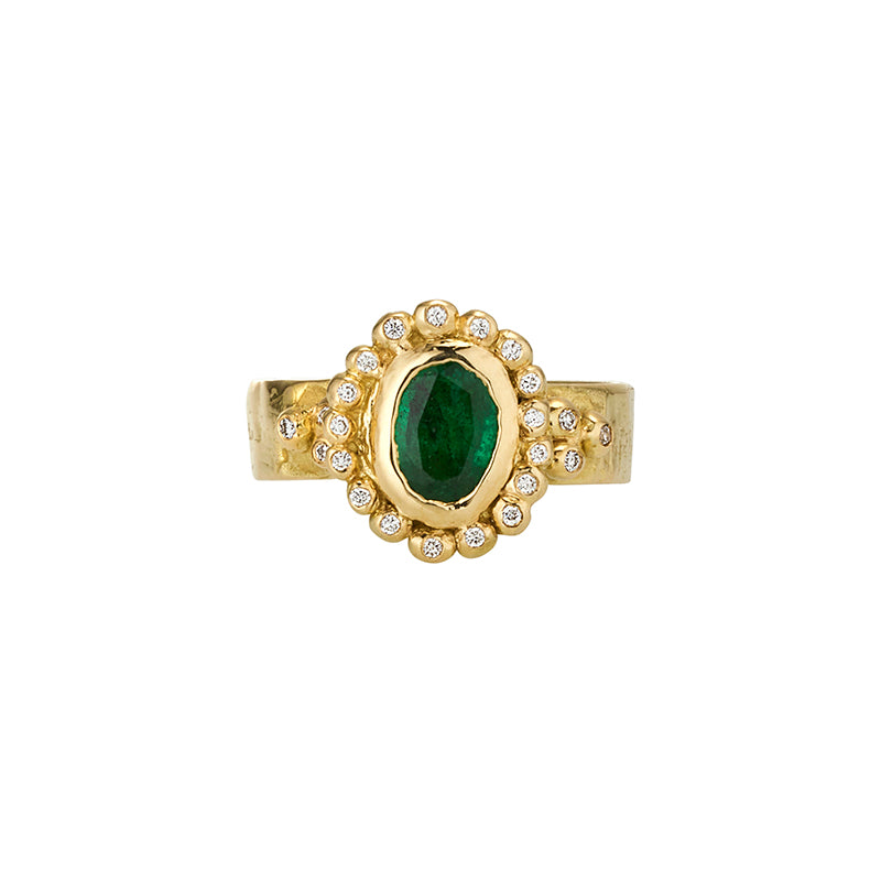 Orrery Ring in Emerald and Diamond - Solid Gold
