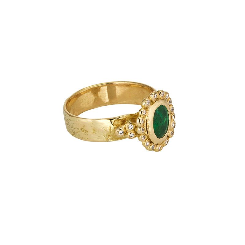 Orrery Ring in Emerald and Diamond - Solid Gold