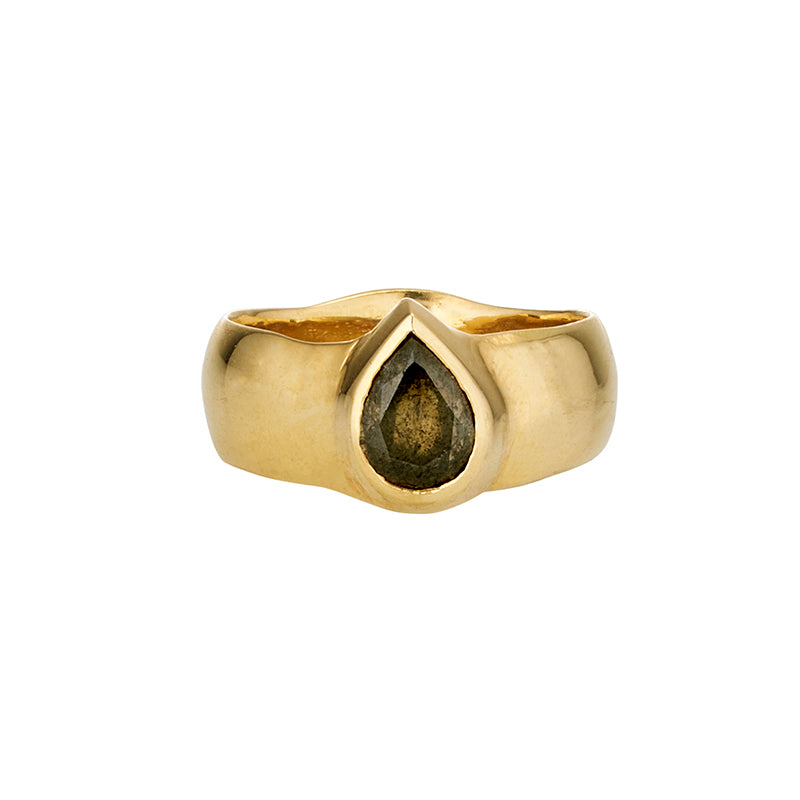 Censer Ring with Salt and Pepper Diamond - Solid Gold