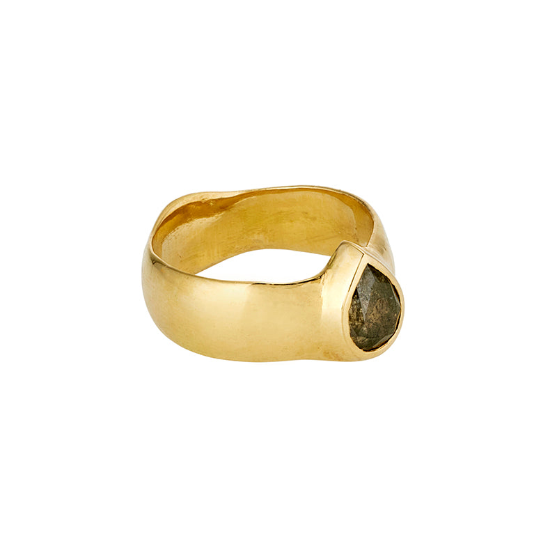 Censer Ring with Salt and Pepper Diamond - Solid Gold