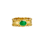 Shatir Ring in Emerald and Diamond - Solid Gold