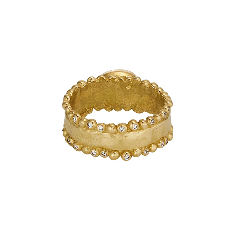Shatir Ring in Emerald and Diamond - Solid Gold