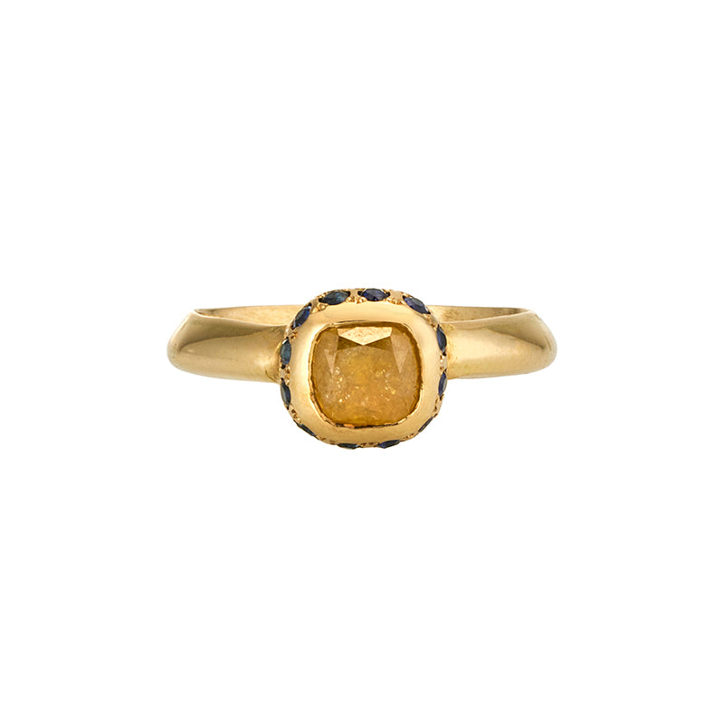 Breguet Ring in Yellow Diamond and Sapphire - Solid Gold