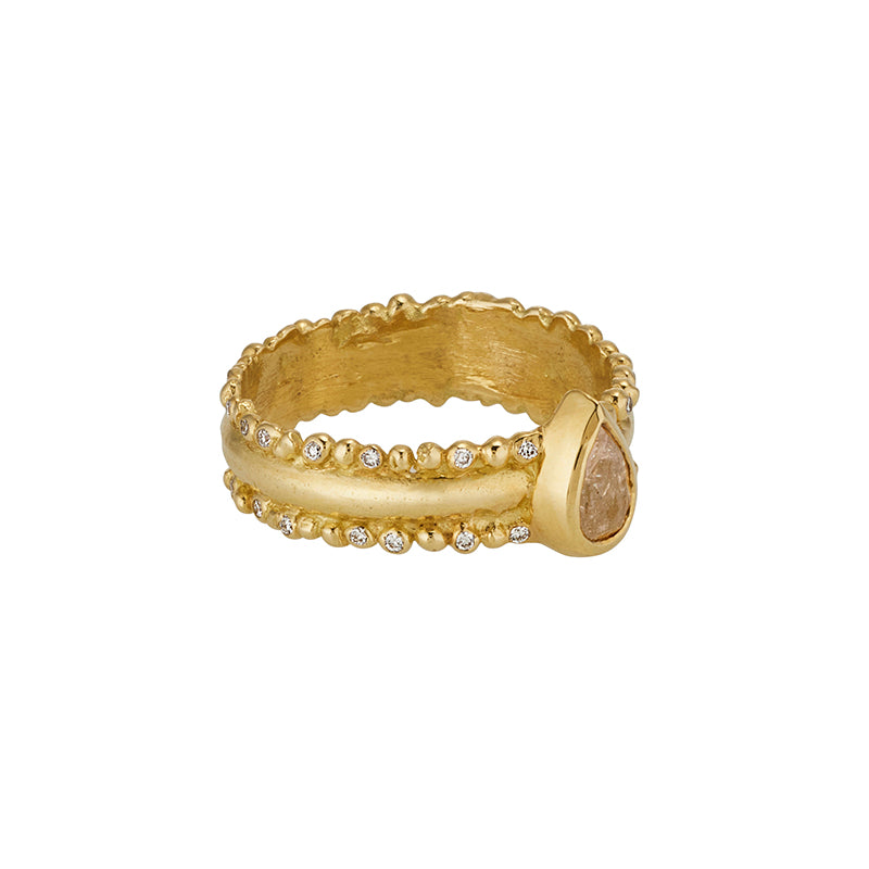 Torricelli Ring in Cognac and White Diamond - Solid Gold