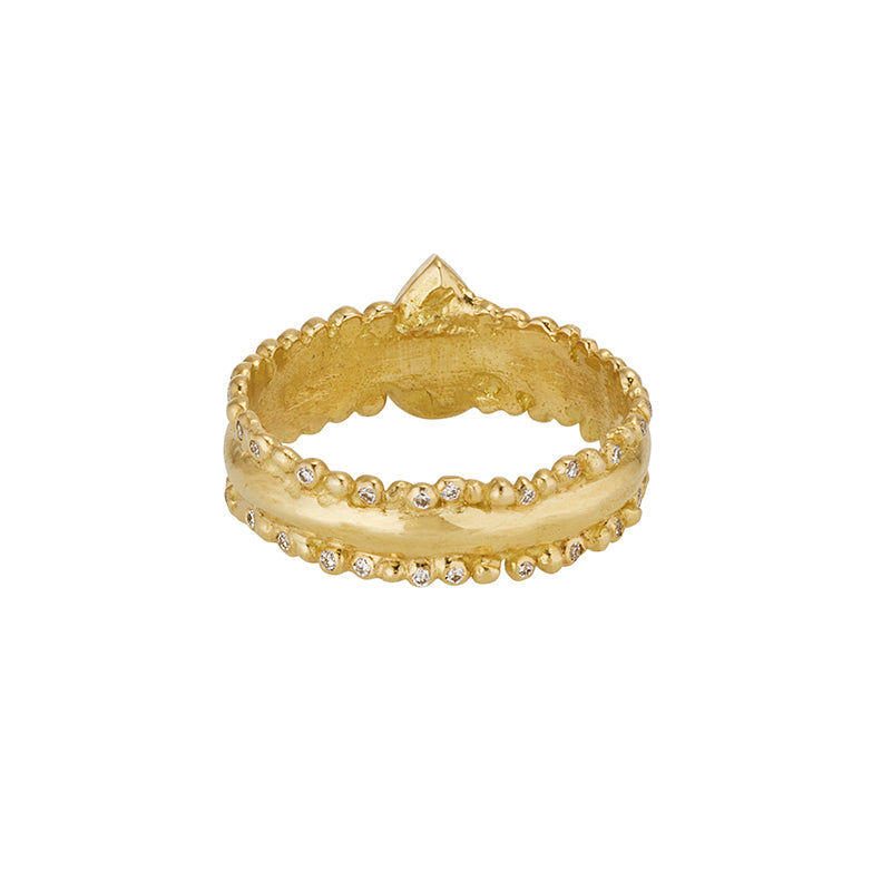 Torricelli Ring in Cognac and White Diamond - Solid Gold