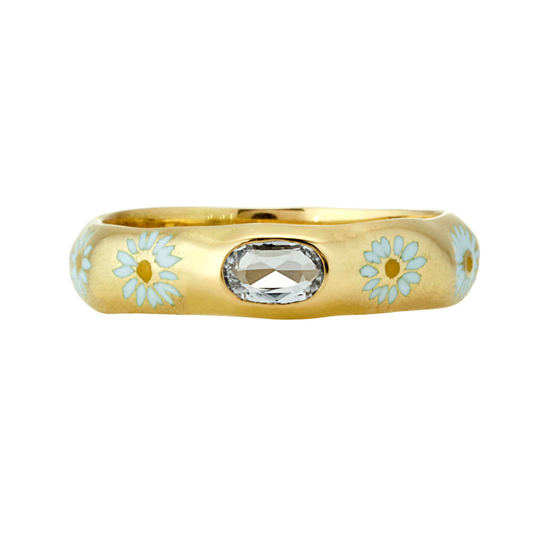 Papatya Tac Ring in White Sapphire - Solid Gold