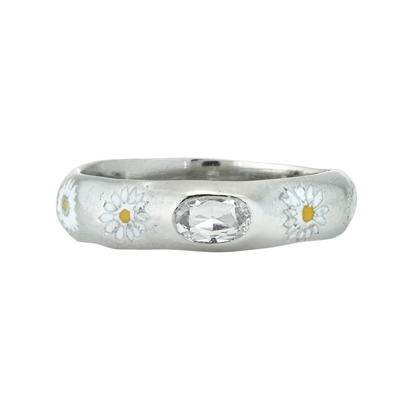 Papatya Tac Ring in White Sapphire - Platinum