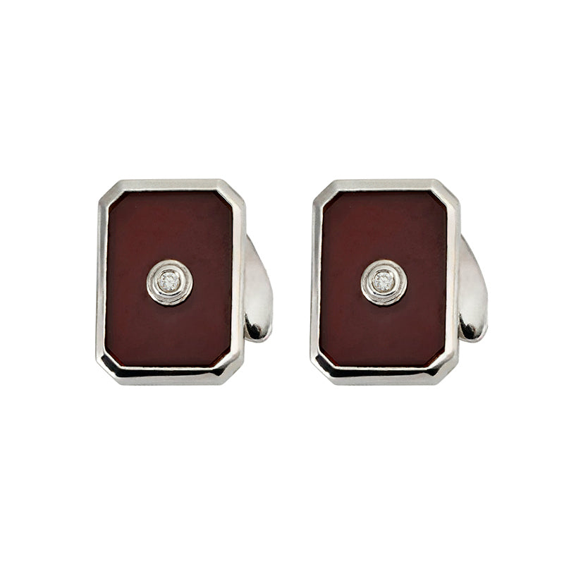 Culpan Cufflinks in Carnelian and Diamond - Sterling Silver