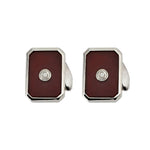 Culpan Cufflinks in Carnelian and Diamond - Sterling Silver