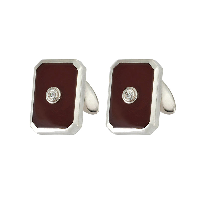 Culpan Cufflinks in Carnelian and Diamond - Sterling Silver