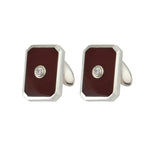 Culpan Cufflinks in Carnelian and Diamond - Sterling Silver