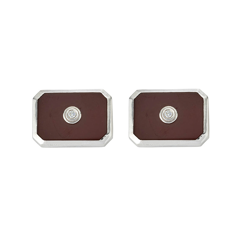 Culpan Cufflinks in Carnelian and Diamond - Sterling Silver