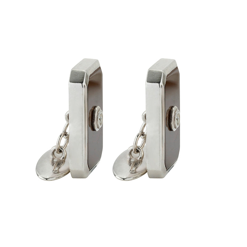 Culpan Cufflinks in Carnelian and Diamond - Sterling Silver