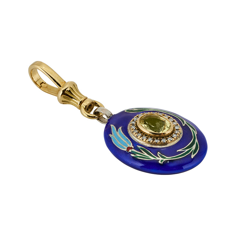 Karanfil Pendant in Citrine and Diamond - Solid Gold