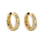 Papatya Tac Hoop Earrings with Enamel - 18K Solid Gold
