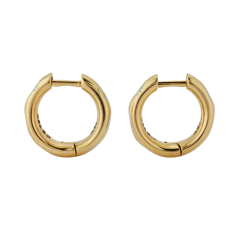 Papatya Tac Hoop Earrings with Enamel - 18K Solid Gold