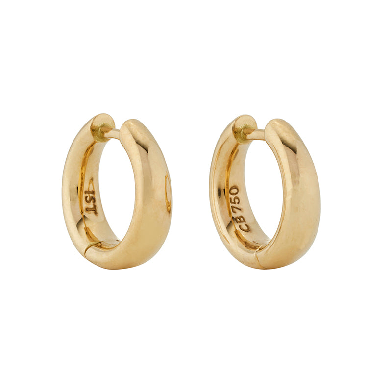 Tac Hoop Earrings - 18K Solid Gold