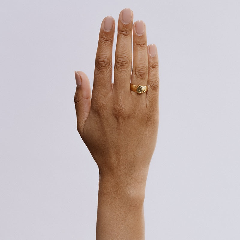 Censer Ring with Salt and Pepper Diamond - Solid Gold