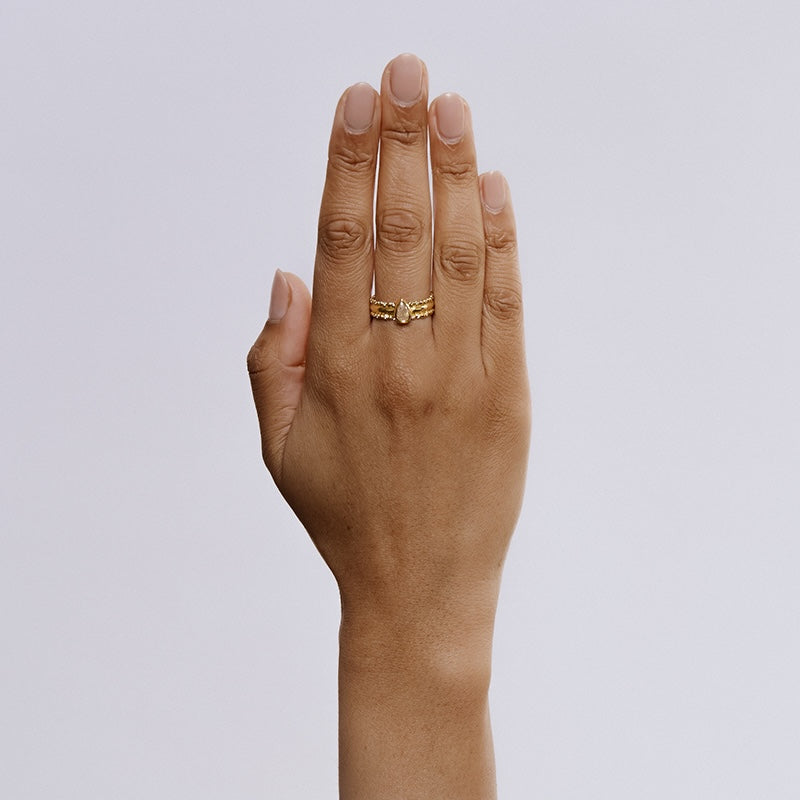 Torricelli Ring in Cognac and White Diamond - Solid Gold