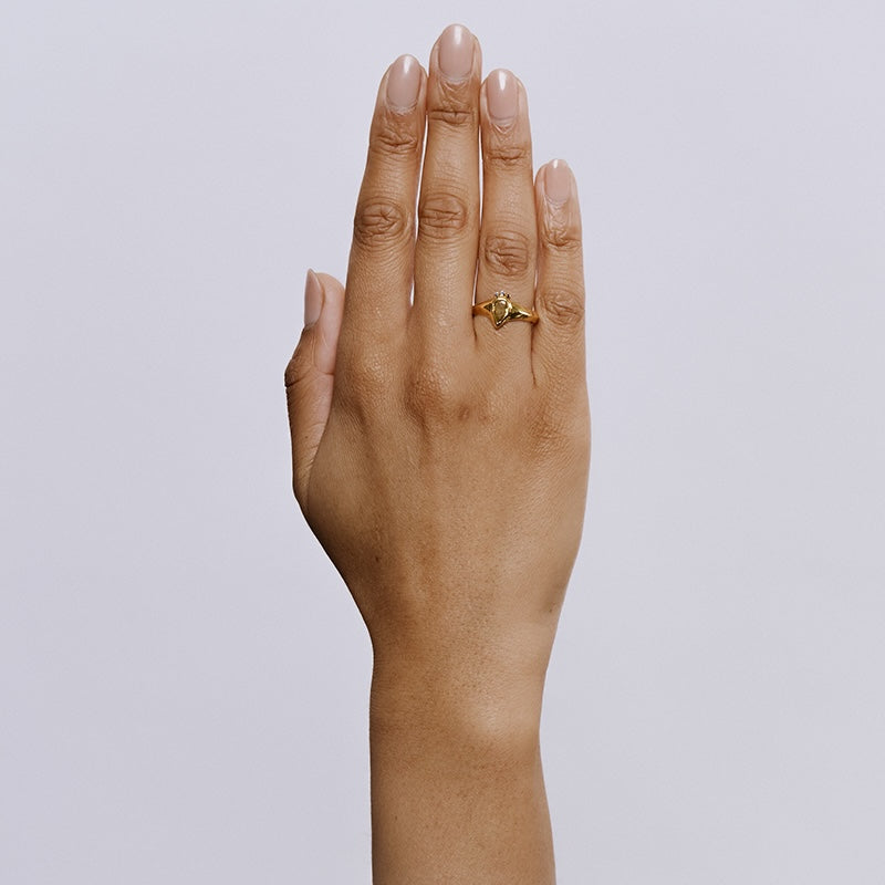 Clepsydra Ring in Cognac Diamond and Sapphire - Solid Gold