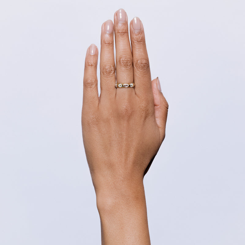 Papatya Tac Ring in White Sapphire - Solid Gold