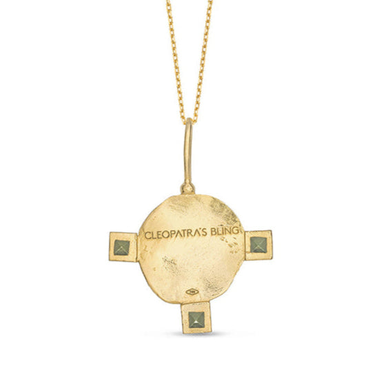 Byzantine Grace Medallion with Three Peridot - Solid Gold