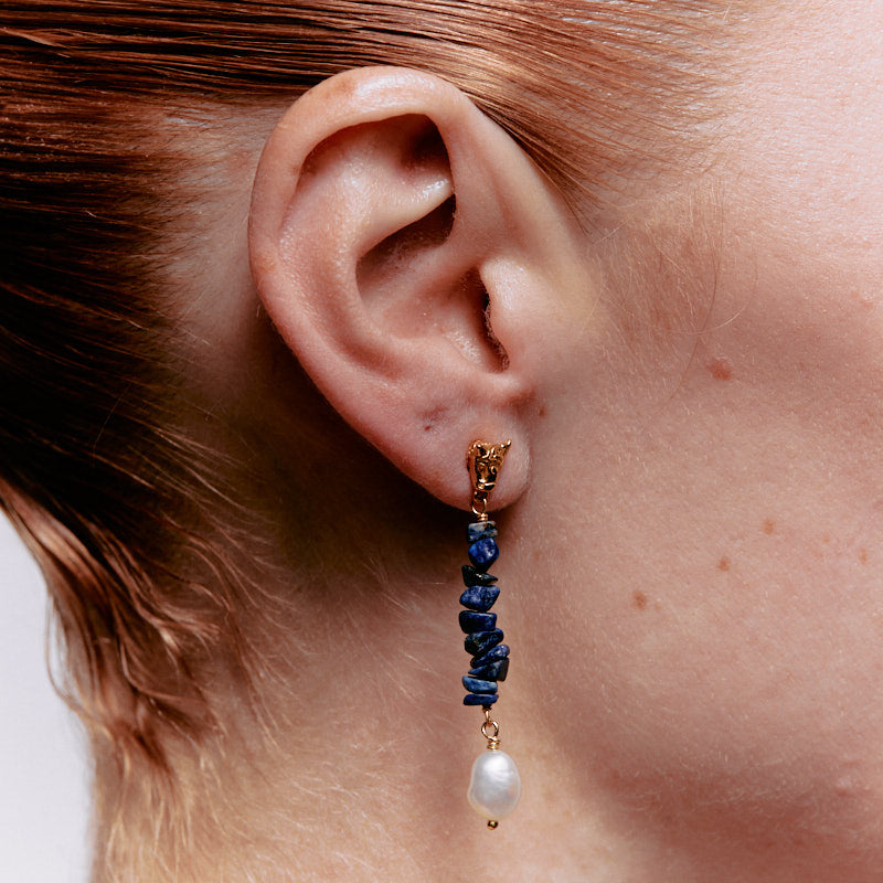 Dietrich Earrings in Lapis Lazuli - 18K Gold Plated